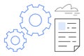 Gears and Document Representing Workflow, Automation, and Process Optimization Royalty Free Stock Photo