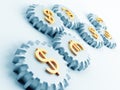 Gears with dollar and euro Royalty Free Stock Photo