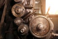 Old working lathe in a workshop Royalty Free Stock Photo