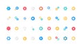 Gears of effective operation process, component and part of machine engine color icon set