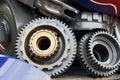 Gears engineering and industry concepts such mechanical transmissions Royalty Free Stock Photo
