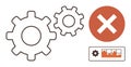 Gears and Error Cross Indicating Fault in Process or System Functionality Royalty Free Stock Photo