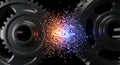 Gears Explode in a Colorful Digital Conflict Royalty Free Stock Photo