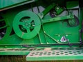 Gears and footplate detail on a John Deere combine - July 26, 2021 Royalty Free Stock Photo