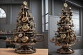 Gears and Garland: Steampunk-Inspired Christmas Tree for Festive Retro Atmosphere