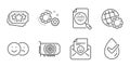 Gears, Globe and Loyalty points icons set. Like, Dermatologically tested and Smile signs. Vector Royalty Free Stock Photo