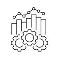 Gears And Graph Line Icon. Data Analysis, Process Optimization, And Performance Metrics Outline Symbol. Business Royalty Free Stock Photo
