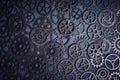 Gears, gray abstract background, lots of small gears, steampunk