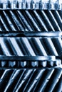 Gears, grunge cogwheels, real engine elements background. Heavy industry Royalty Free Stock Photo