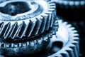 Gears, grunge cogwheels, real engine elements close-up. Heavy industry Royalty Free Stock Photo