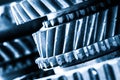 Gears, grunge cogwheels, real engine elements close-up. Heavy industry Royalty Free Stock Photo