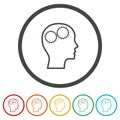 Gears in head icon. Set icons in color circle buttons Royalty Free Stock Photo