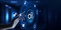 Gears icon automation process workflow technology concept on screen