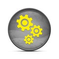 Gears icon on classy splash black round button illustration Royalty Free Stock Photo