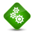 Gears icon elegant green diamond button Royalty Free Stock Photo