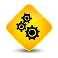 Gears icon elegant yellow diamond button Royalty Free Stock Photo
