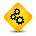 Gears icon elegant yellow diamond button Royalty Free Stock Photo