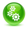 Gears icon glassy green round button