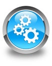 Gears icon glossy cyan blue round button Royalty Free Stock Photo