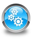 Gears icon glossy cyan blue round button Royalty Free Stock Photo