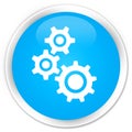 Gears icon premium cyan blue round button