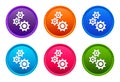 Gears icon luxury bright round button set 6 color vector Royalty Free Stock Photo