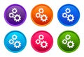 Gears icon luxury bright round button set 6 color vector Royalty Free Stock Photo