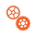 Gears icon mechanical concept, working together. Vector illustration isolated on white background.