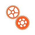 Gears icon mechanical concept, working together. Vector illustration isolated on white background. Royalty Free Stock Photo