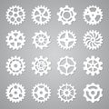 Gears icons. Cogwheel circle mechanism wheel symbols future abstract technology concept vector elements collection Royalty Free Stock Photo