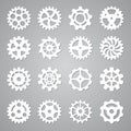 Gears icons. Cogwheel circle mechanism wheel symbols future abstract technology concept vector elements collection