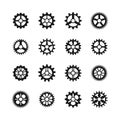 Gears icons. Vector clock gear set and transmission cogwheels isolated