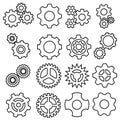 Gears icons vector set. Gear icon. Settings or options Illustration symbol. Royalty Free Stock Photo