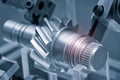 Gears, impaled on the shaft spline. Replacement spare part of the machine tool Royalty Free Stock Photo