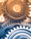 Gears industrial background with warm shiny light Royalty Free Stock Photo