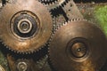 Gears of industrial machine. detail of mechanism. old cogwheels of machinery Royalty Free Stock Photo