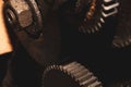 Gears of industrial machine. detail of mechanism. old cogwheels of machinery Royalty Free Stock Photo