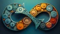 Gears Infinity Symbol: Continuous Process & Technology Cycle Royalty Free Stock Photo