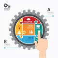 Gears Infographics push Template jigsaw banner.concept il Royalty Free Stock Photo