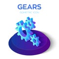 Gears Isometric Icon. 3D Isometric Gears sign. Created For Mobile, Web, Decor, Print Products, Application. Perfect for web design