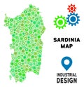 Gears Italian Sardinia Island Map Mosaic