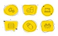 Servers, Usb stick and Medical drugs icons set. Gears, Laptop and Safe water signs. Vector