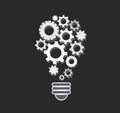 Gears in light bulb shape , abstract gears concept of thinking Royalty Free Stock Photo