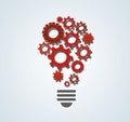 Gears in light bulb shape , abstract gears concept of thinking Royalty Free Stock Photo