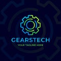 gears logo modern line art gradient color vector illustration template icon graphic design. technology symbol or sign for industry Royalty Free Stock Photo