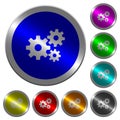 Gears luminous coin-like round color buttons