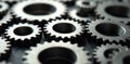Gears Meshing Perfectly, Symbolizing Synchronized Effort and Efficient Workflow in a Team Close up, macro shot of polished metal Royalty Free Stock Photo