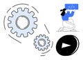 Developer coding and gears teamwork concept for software automation and innovation projects Royalty Free Stock Photo