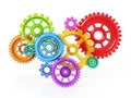 Gears in motion representing teamwork and cooperation. 3D illustration Royalty Free Stock Photo