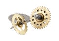 Gears from old clock isolated on white background Royalty Free Stock Photo